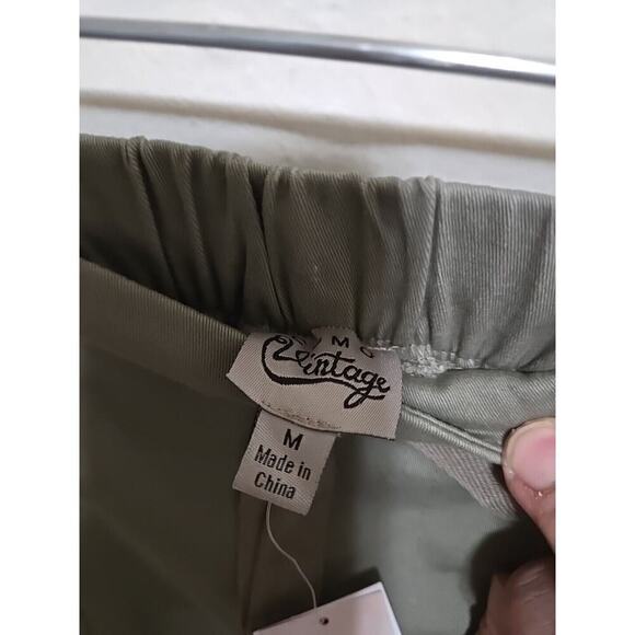 Como Vintage Women’s M Double Pocket Tie Front Cotton Shorts Cuffed Green - Picture 4 of 13